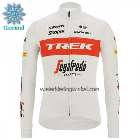 Wielershirt 2022 Trek-Segafredo Lange Mouw Winter Thermal Fleece Rood Wit